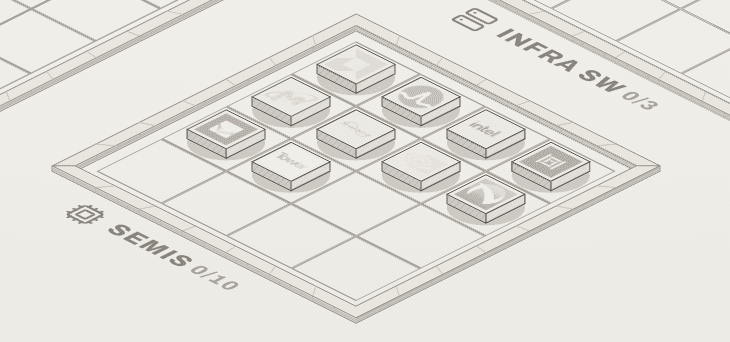 One parcel close up: ten grey slabs each carrying a company mark.